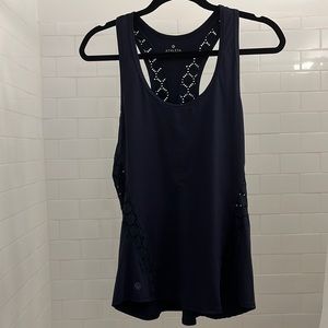 Athleta Navy Racerback Tank with Laser Cut Panels Navy Small
